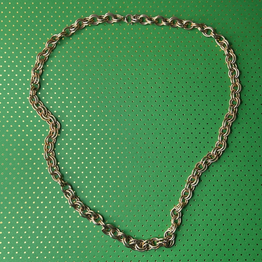 Vintage Substantial Gold-Tone Double-Oval Link Necklace – Wear as Necklace
